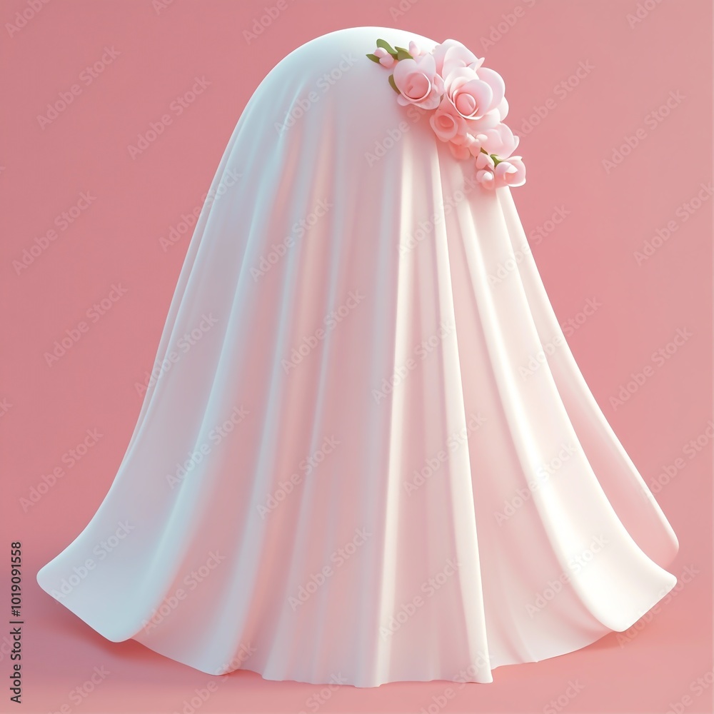 3D Brides Veil Icon: Traditional Wedding Accessory Illustration Logo 3D Brides Veil Icon: Traditional Wedding Accessory Illustration Logo