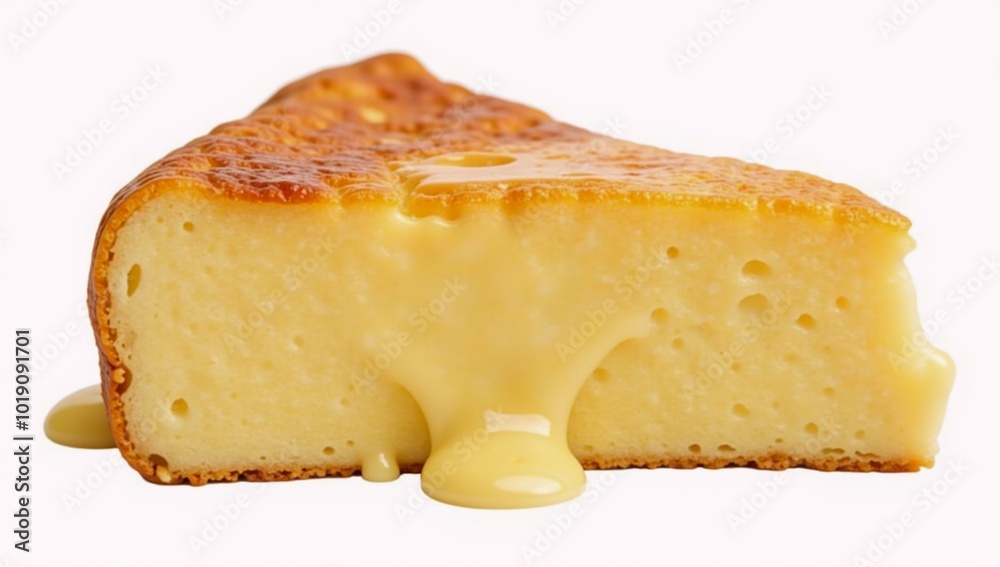 Isolated melting cheese slice with sauce in die-cut style against a white backdrop Isolated melting cheese slice with sauce in die-cut style against a white backdrop
