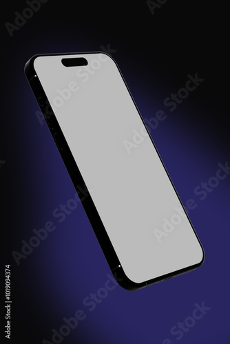 Realistic Smartphone Mockup for Modern App Design Presentations on Black and Violet Background
