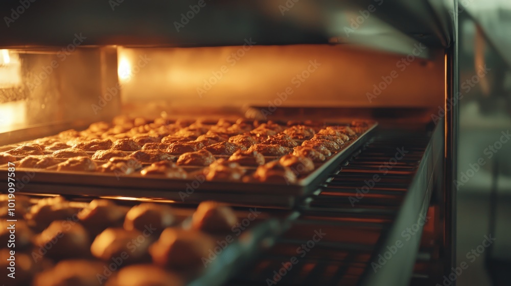 Freshly Baked Goods in Commercial Oven Freshly Baked Goods in Commercial Oven