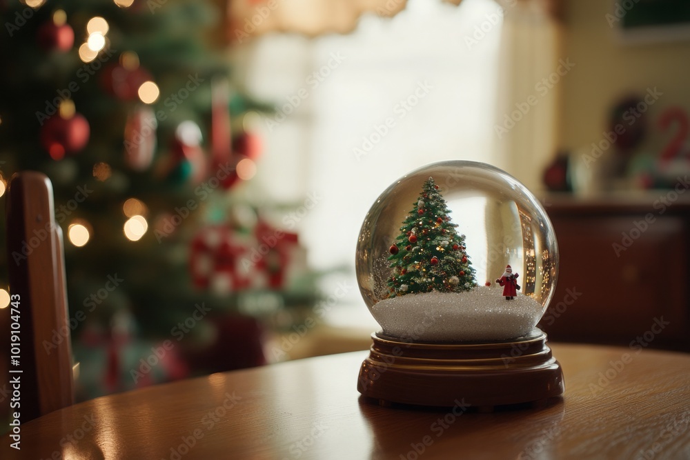 Christmas card scene with a snow globe, Christmas decorations, and handwritten holiday greetings Christmas card scene with a snow globe, Christmas decorations, and handwritten holiday greetings