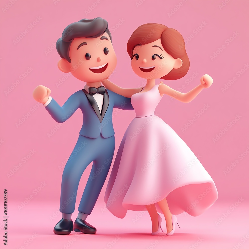 3D Reception Dance Icon: Wedding Party Celebration Illustration Logo 3D Reception Dance Icon: Wedding Party Celebration Illustration Logo