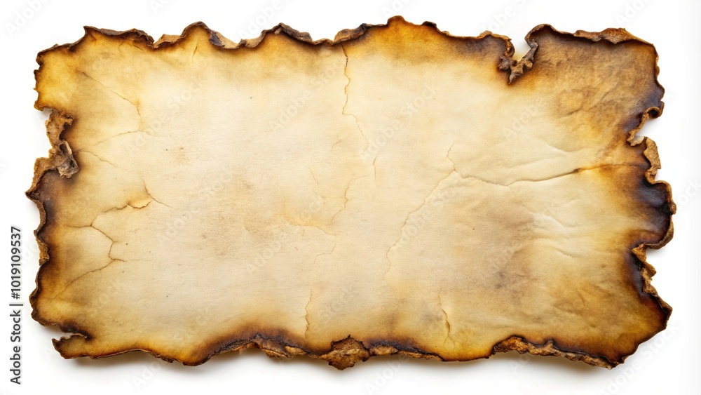 Old torn and burnt parchment paper on isolated background
Old torn and burnt parchment paper on isolated background