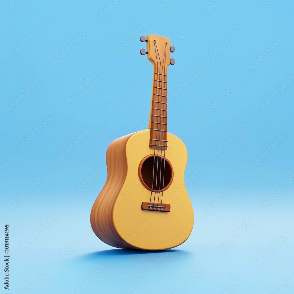 Obraz premium 3D Guitar Icon: Western Music and Performance Illustration Logo