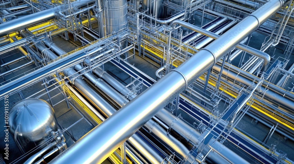 Industrial Pipe Network in Modern Facility Industrial Pipe Network in Modern Facility