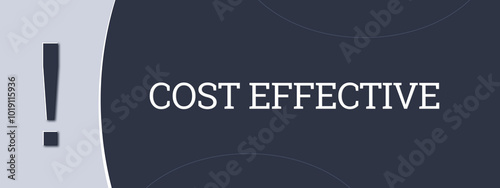 Картината върху платно Cost effective. A blue banner illustration with white text.