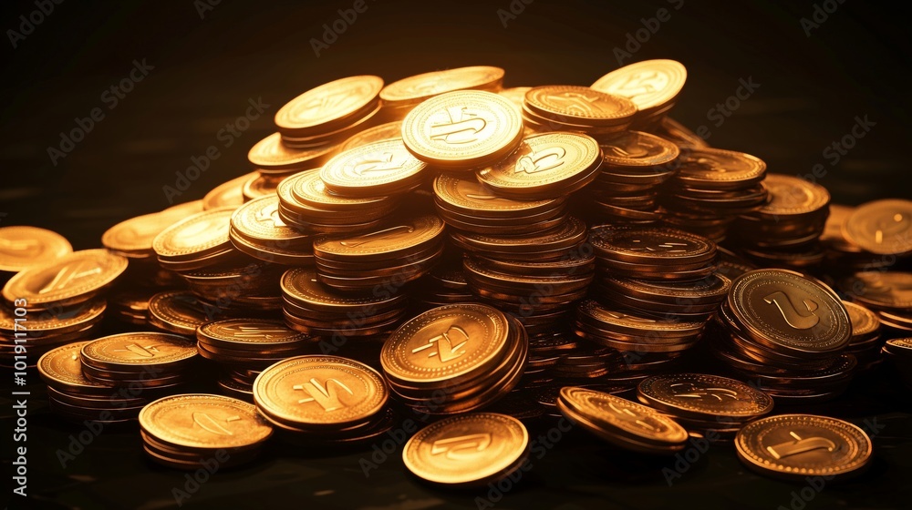 A Radiant Pile of Gold Coins Signifying Wealth and Prosperity A Radiant Pile of Gold Coins Signifying Wealth and Prosperity