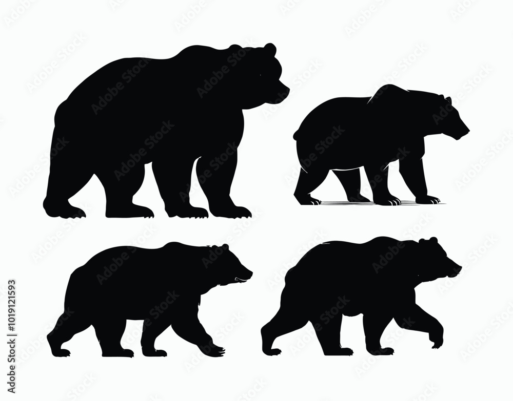 Fototapeta premium Wild Black Bear Silhouettes for Creative Projects Vector EPS Template