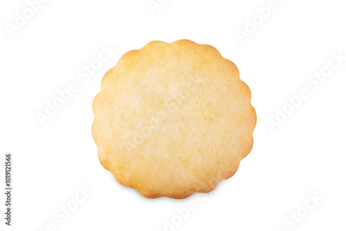 Shortbread cookie in the form of circle on a white isolated background photo