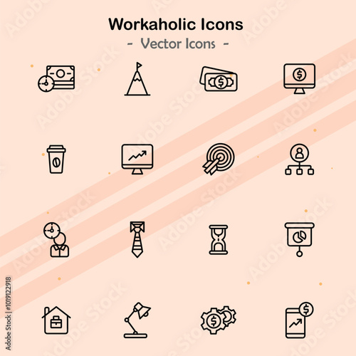 Icons depicting the challenges faced by workaholics.
