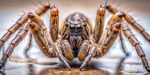 Macro focus stacking shot of Giant House Spider Eratigena atrica from Low Angle photo