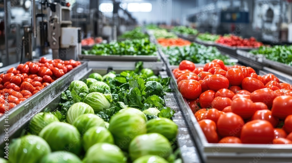 Fresh Vegetables in a Processing Facility Fresh Vegetables in a Processing Facility
