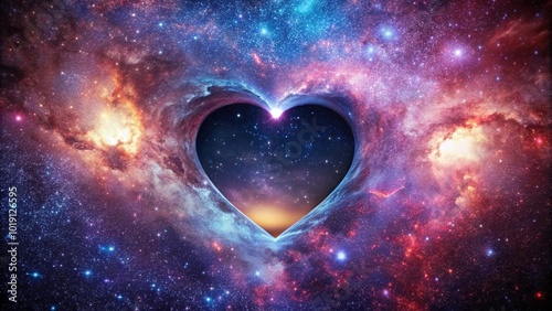 Macro heart shape background in cosmic universe