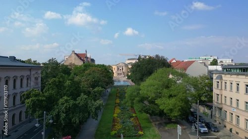 Wallpaper Mural Fountains in front of Opera House halle saale Marvelous aerial view flight drone Torontodigital.ca