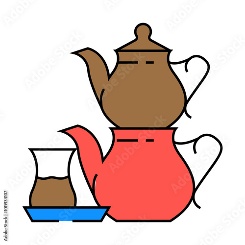 tea turkish cuisine line icon vector. tea turkish cuisine sign. isolated symbol illustration