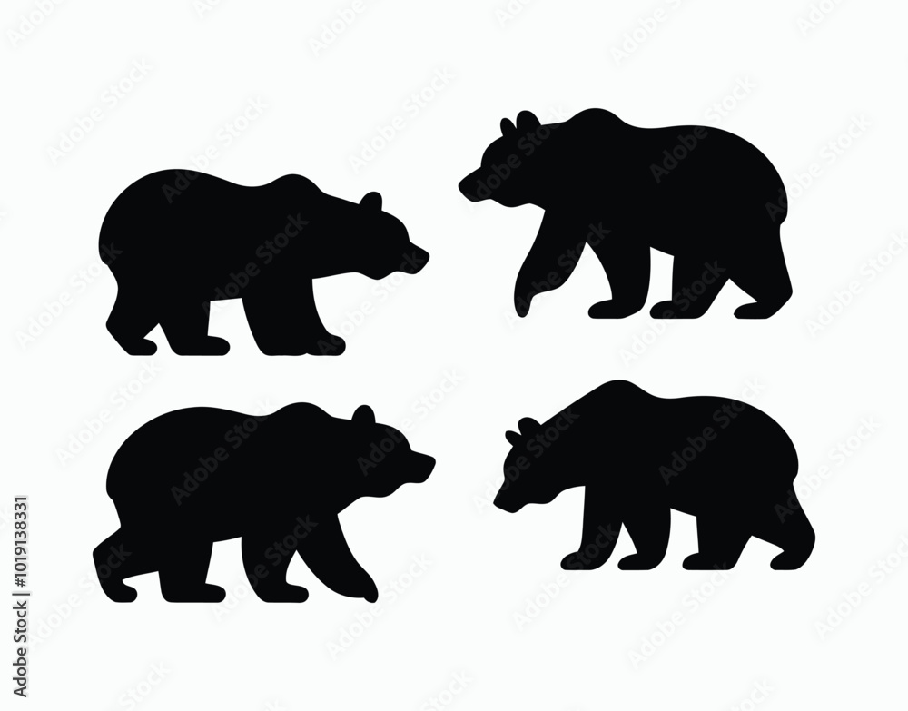 Fototapeta premium Black Bear Walking Silhouette Vector EPS Template