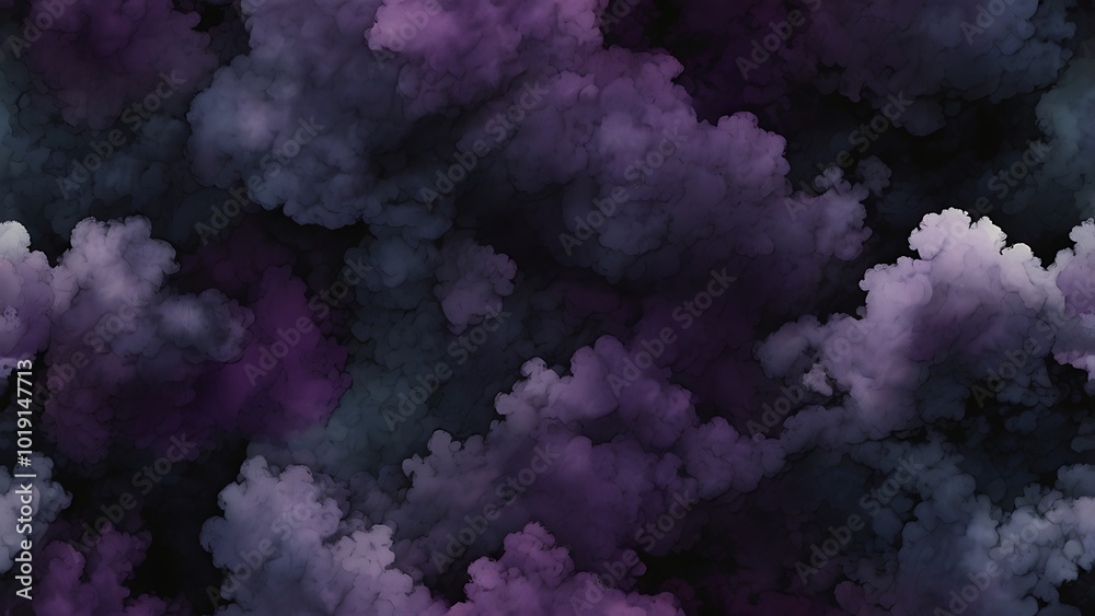 Fototapeta premium Abstract digital artwork illustration background featuring swirling clouds of purple and pink hues, creating a dynamic and ethereal effect