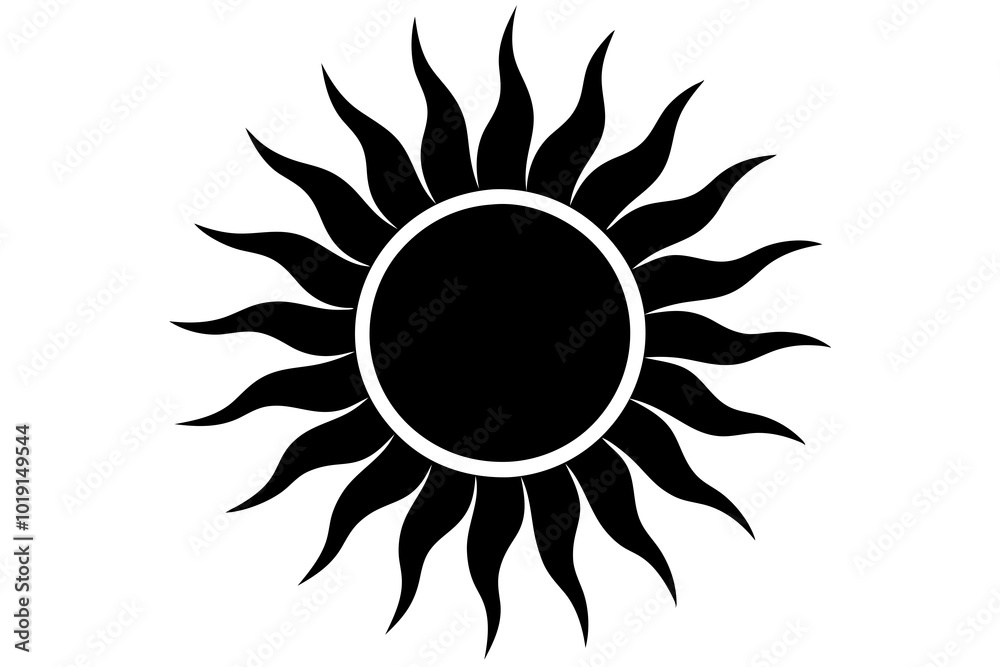 Sun Icon Silhouette Vector Illustration on Transparent Background Sun Icon Silhouette Vector Illustration on Transparent Background