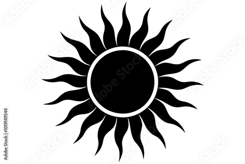 Sun Icon Silhouette Vector Illustration on Transparent Background