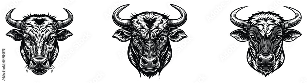 Naklejka premium Tattoo design Bull head set