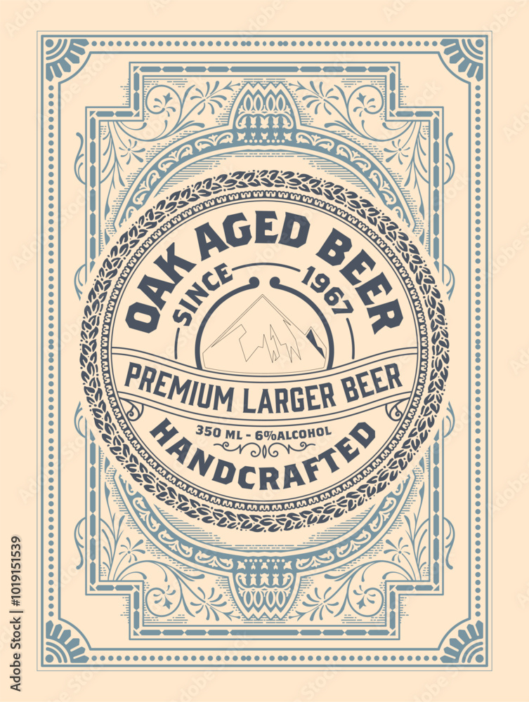 Beer label with old frames Beer label with old frames