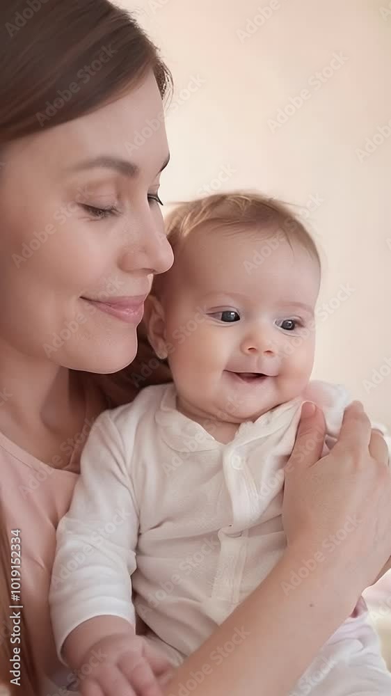 A mother lovingly cares for her baby during a cozy afternoon at home A mother lovingly cares for her baby during a cozy afternoon at home