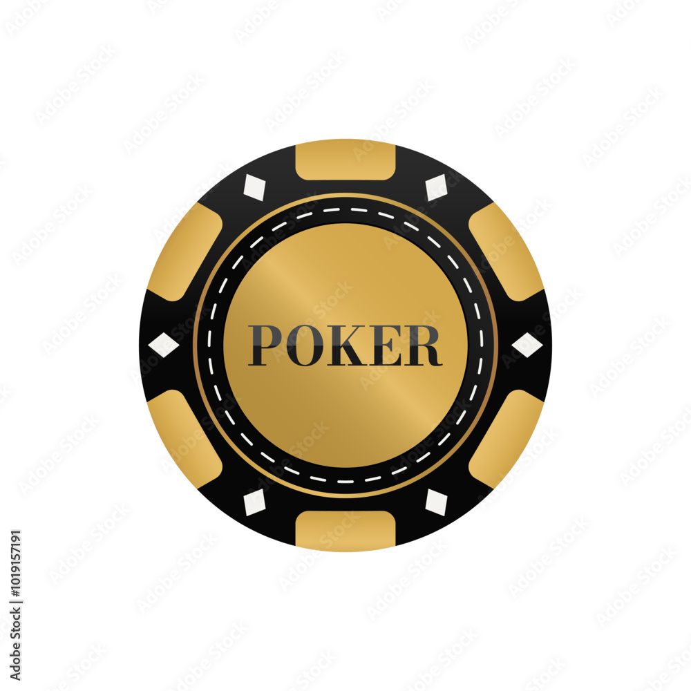 Naklejka premium Vector casino chip. Golden poker chip icon. Vector illustration for casino.