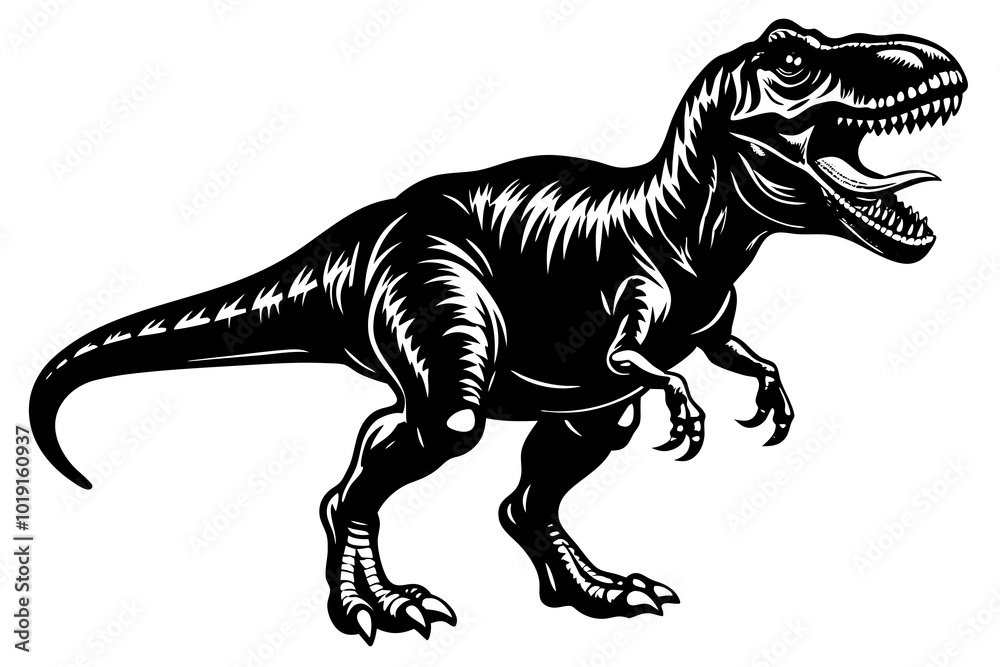 Fototapeta premium Angry Dinosaur dinosaur chasing vector art illustration