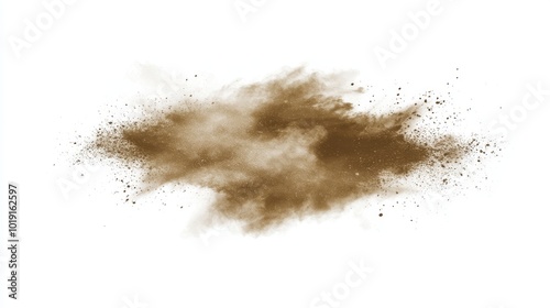 In white background, small particles of sand fly in a sandstorm.