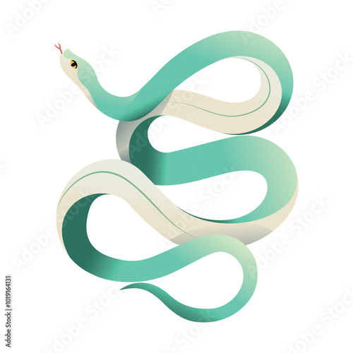 Vector Chinese New Year Snake Ornament Cartoon Illustration Isolated