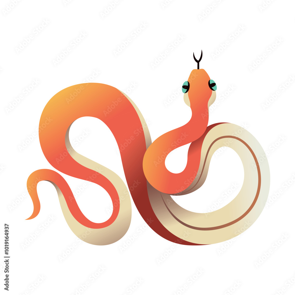 Fototapeta premium Vector Chinese New Year Snake Ornament Cartoon Illustration Isolated