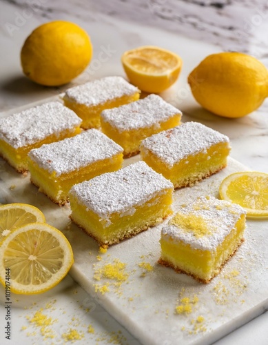 Lemon bars dusted with sugar