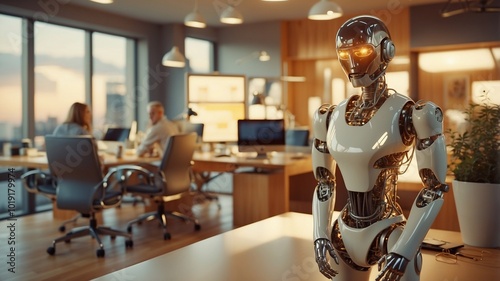 humanoid robot works in the office