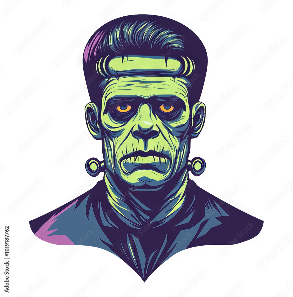 Fototapeta premium Frankenstein Monster Illustration with Transparent Background for Halloween Designs and Overlays