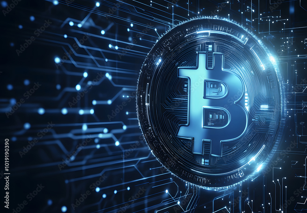 Polygonal bitcoin backdrop design