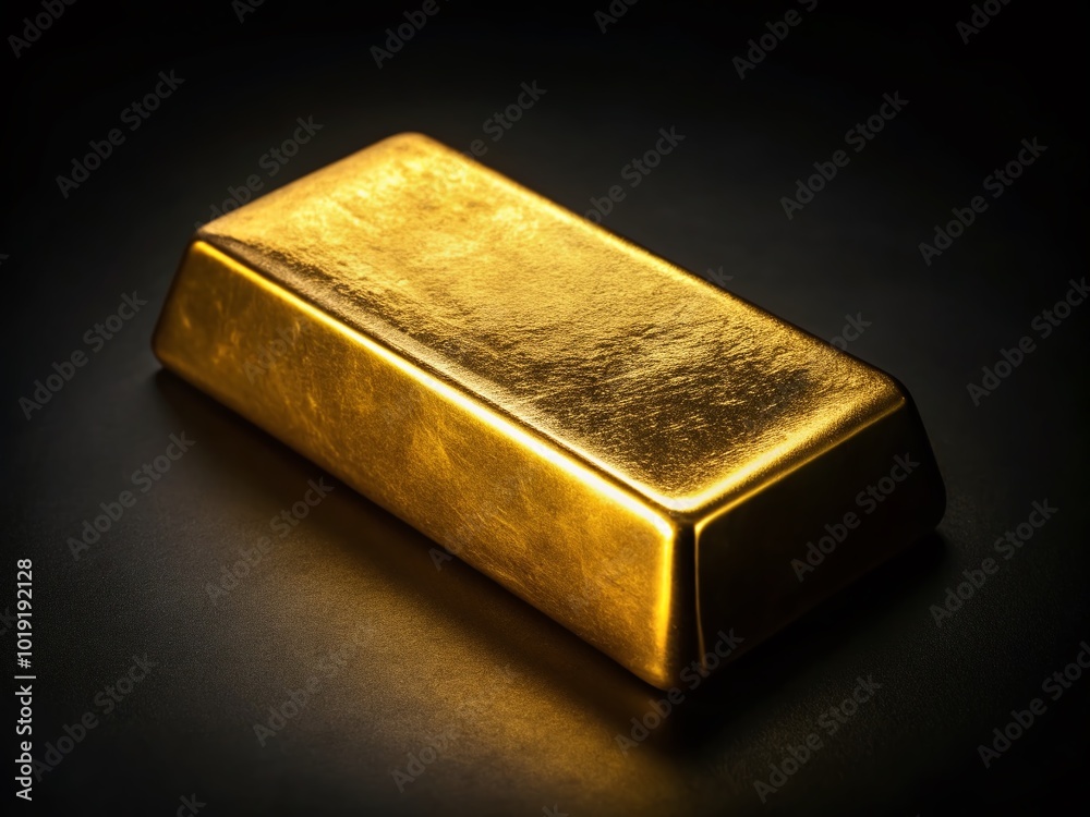 One Ounce Gold Bar Shining Brightly on a Black Background, Symbolizing Wealth and Investment Opportunities One Ounce Gold Bar Shining Brightly on a Black Background, Symbolizing Wealth and Investment Opportunities