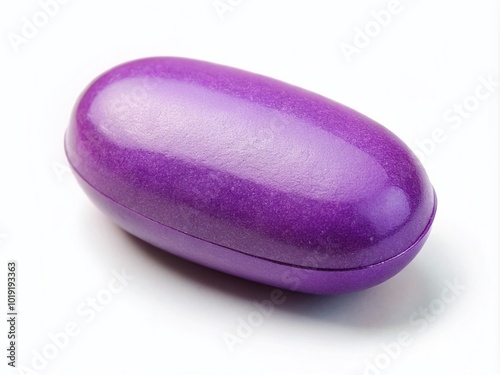 Oval purple pill featuring a lavender hue, ideal for health, wellness, and pharmaceutical concepts photo