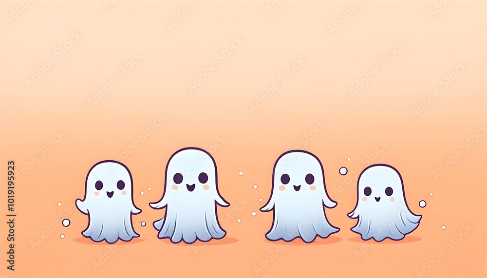 expressive ghost figures showcased on a warm orange background expressive ghost figures showcased on a warm orange background