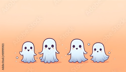 expressive ghost figures showcased on a warm orange background
