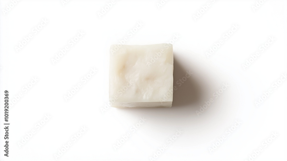 lard concept image: a small chunk of lard, top down view, a small cubie shape of lard placed in the center of a white background lard concept image: a small chunk of lard, top down view, a small cubie shape of lard placed in the center of a white background
