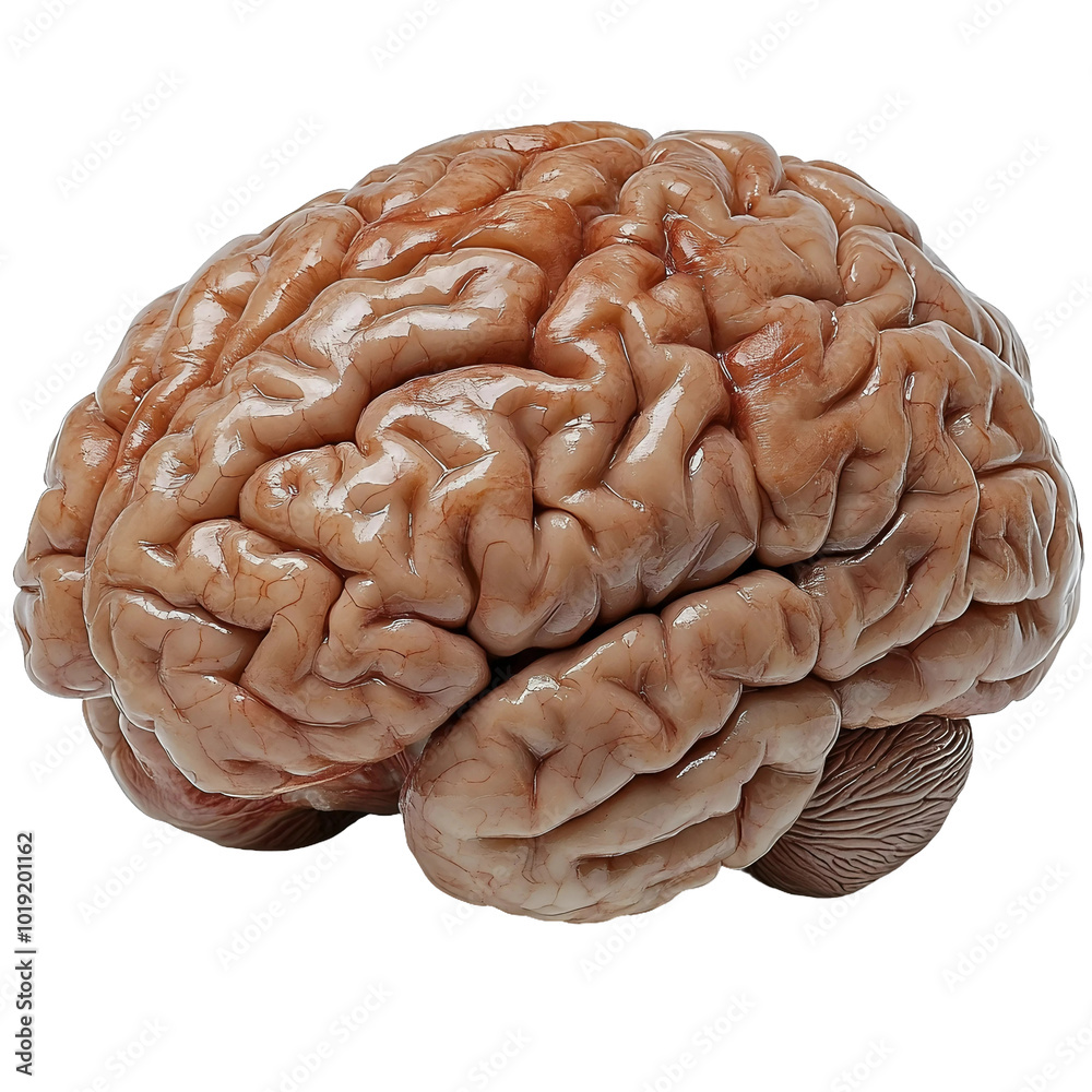 Isolated Human Brain in PNG Format: A Closeup Photo of the Organ’s Complex Anatomy for Medical and Biological Exploration with Transparent Background  