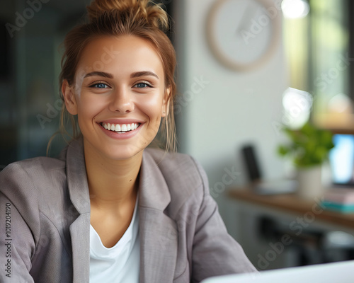 Professional Woman Smiling in Modern Office Environment - Business Success Concepts Free Download Professional Woman Smiling in Modern Office Environment - Business Success Concepts - GFXLoad