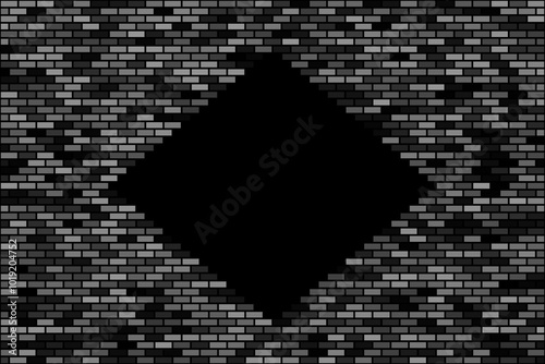 White brick wall with hole abstract background