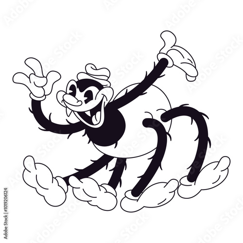 Vector Retro Cartoon Spider Character Illustration Isolated