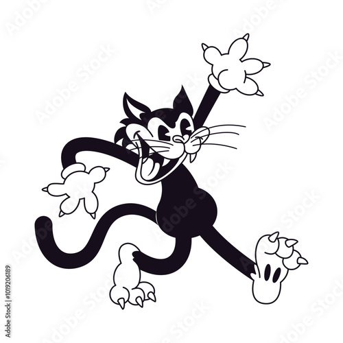 Vector Retro Cartoon Cat Character Illustration Isolated