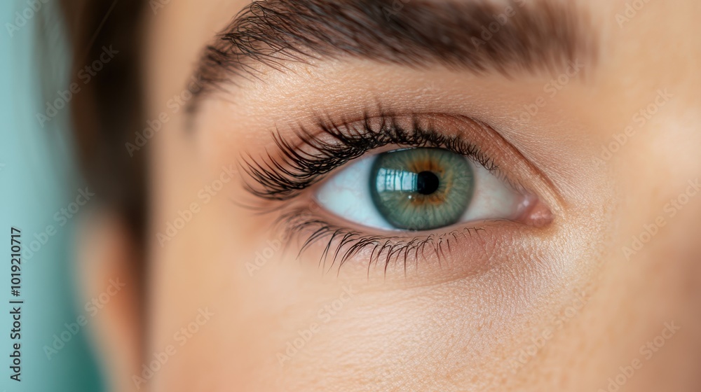 A captivating green eye displays intricate detail and vibrant colors, with light highlighting the eyelashes, creating an ethereal and intense visual experience. A captivating green eye displays intricate detail and vibrant colors, with light highlighting the eyelashes, creating an ethereal and intense visual experience.