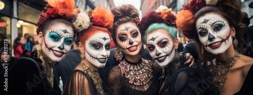 Joyful remembrance: happy Dia de los Muertos, heartfelt celebration embracing rich traditions of honoring deceased relatives with elaborate altars, marigolds, cultural festivities.