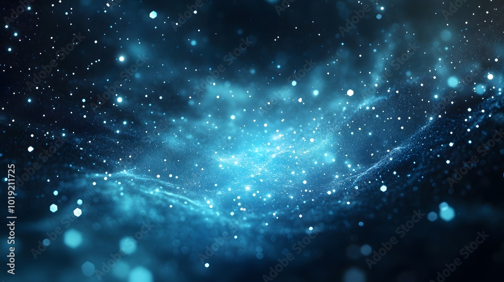 Abstract Blue Galaxy Background with Blinking Stars Abstract Blue Galaxy Background with Blinking Stars