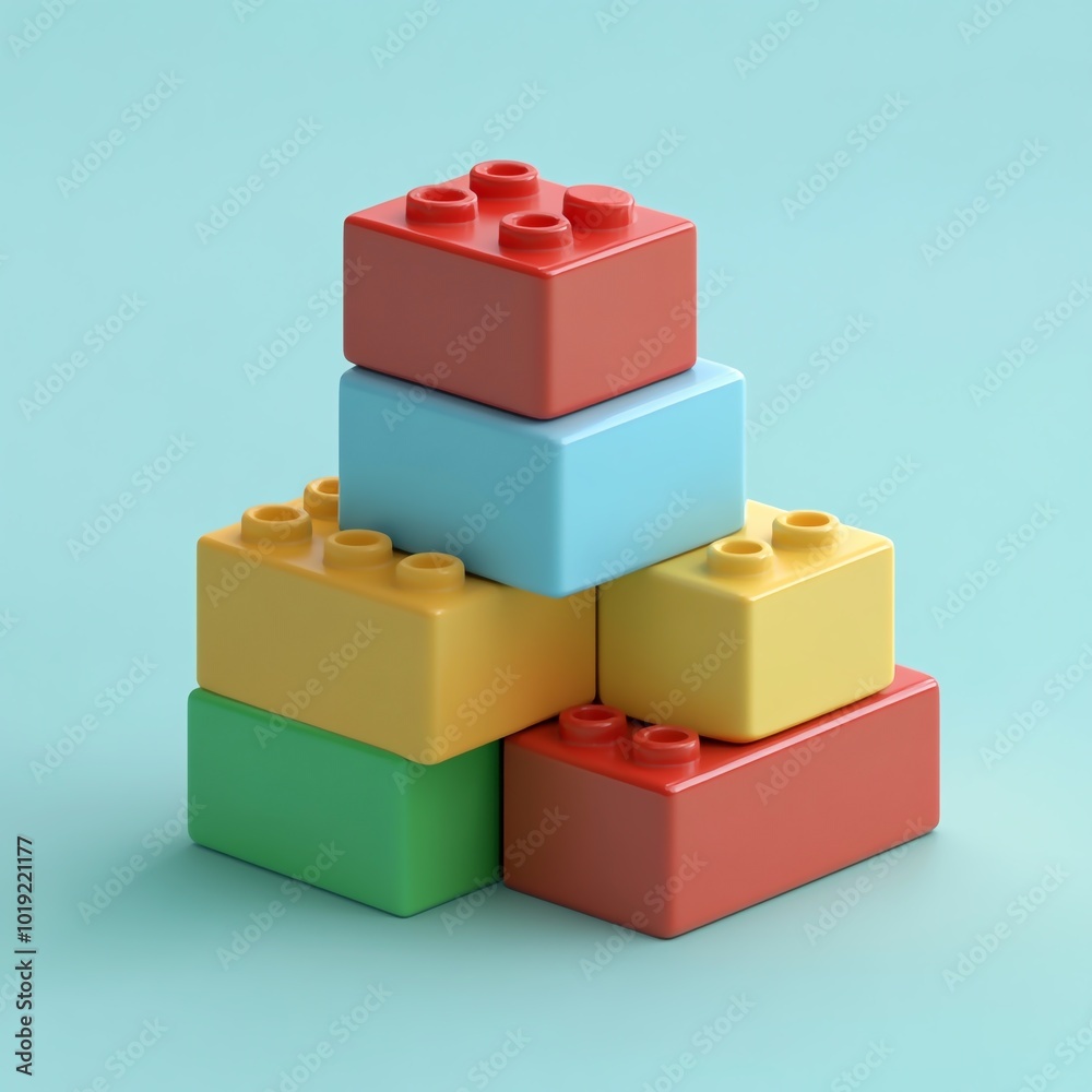 Fototapeta premium 3D Building Blocks Icon: Creative Toy for Learning Illustration Logo