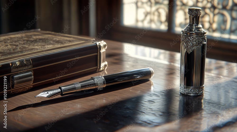 an elegant fountain pen displayed next to an antique an elegant fountain pen displayed next to an antique